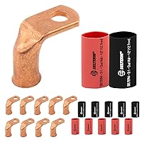 Vista 276 de SELTERM - 2 terminales de anillo resistentes para cable de batería, calibre 4 AWG, pernos de 3/8 pulgadas, terminales de calibre 4, ojales de cobre