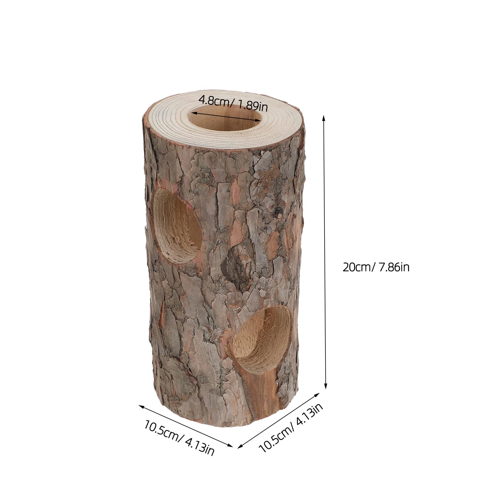 Sosoport Cueva Escondite para Reptiles de Madera de Pino Natural, Tronco Hueco de 20 Cm 3 Orificios, Resistente a Inmersión Prolongada y Fácil Mantenimiento para Acuarios y Terrarios