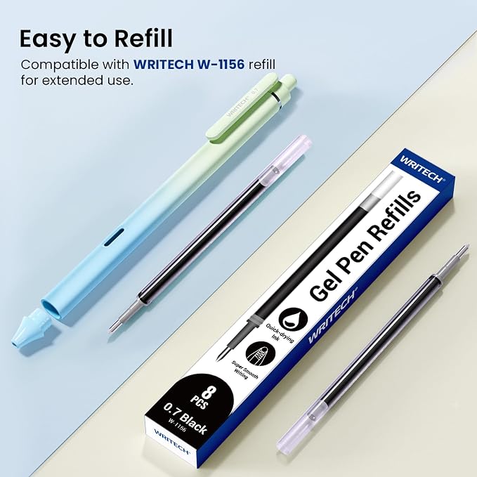 Escritura 8 bolígrafos gel WRITECH tinta negra 0.7 mm miniatura 7
