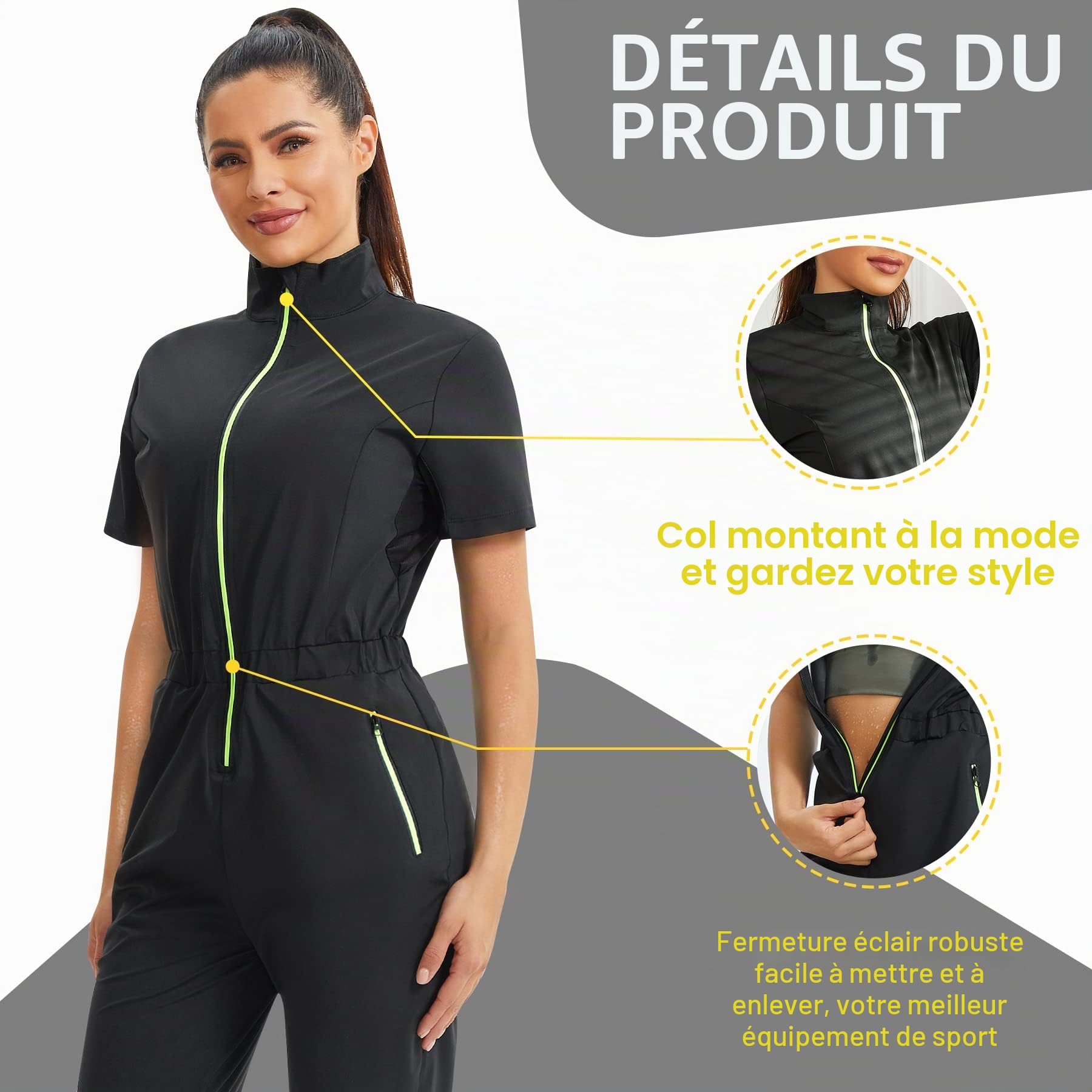 Junlan Vetement de Sudation Combinaison de Sudation Sportswear Femme Survêtement Sauna Combinaison Sport Femme