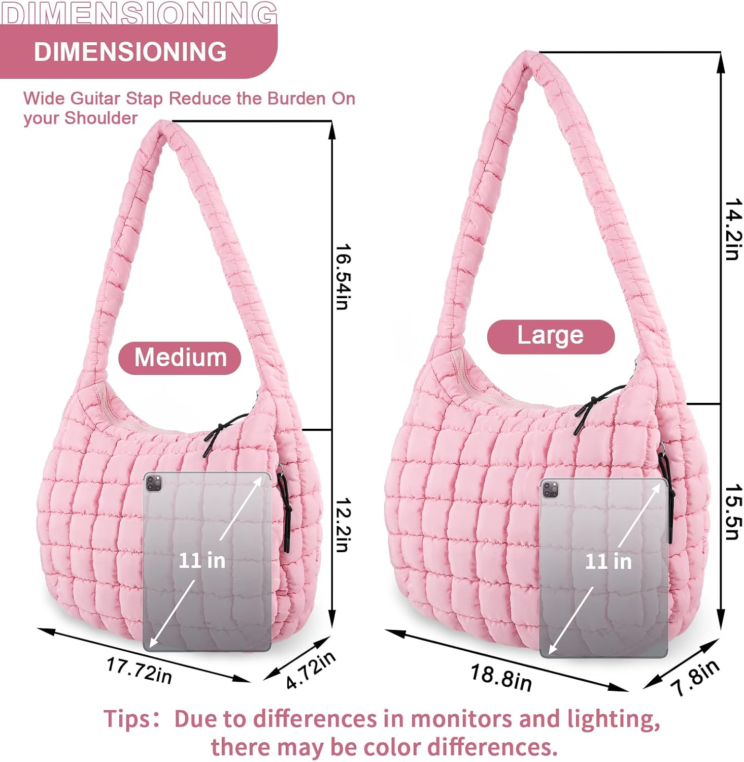 Quilted Puffer Tote Bag Purse Puffy Crossbody Shoulder Bag,Lightweight Nylon Hobo Bag Puffer Carryall Bag for Women Girl - Image 2