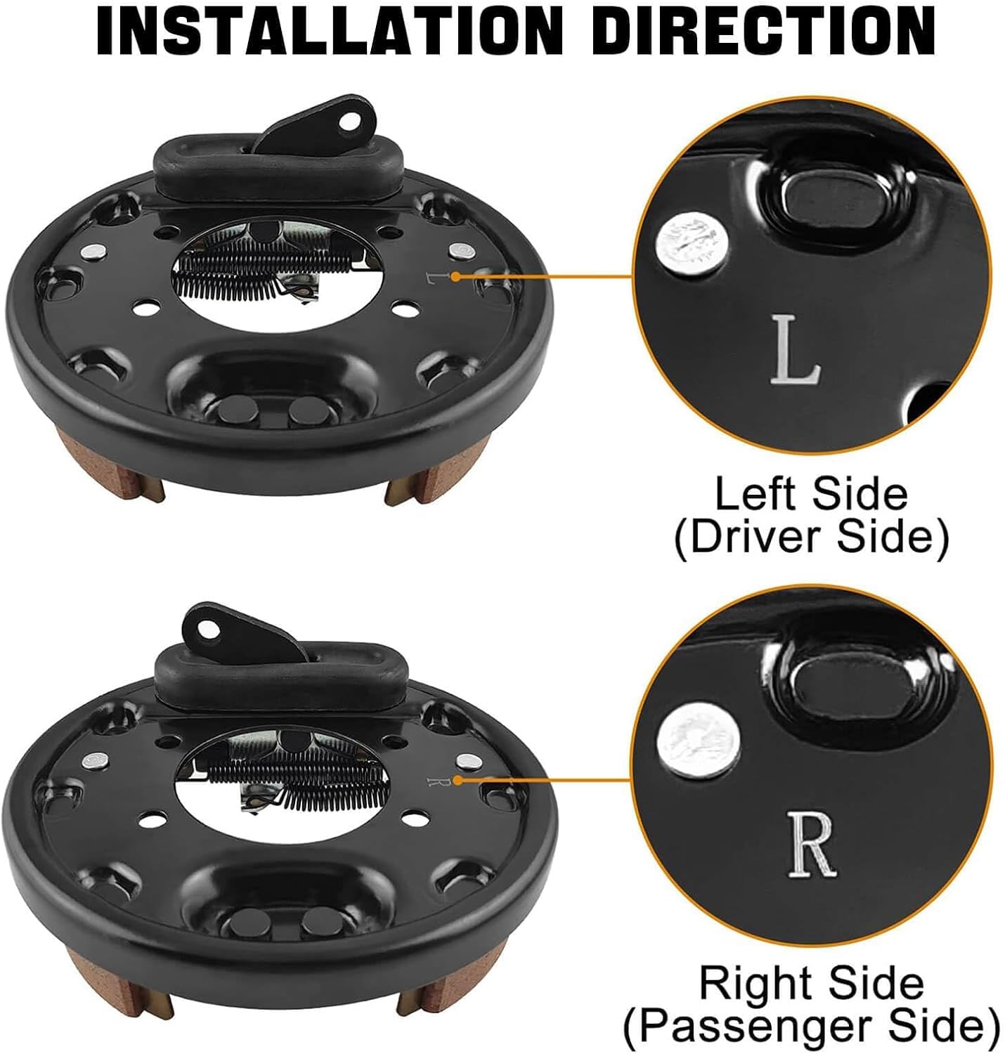 Golf Cart Brake Assembly Rear for EZGO TXT PDS Medalist and Yamaha Golf Carts G14 G16 G19 G20 G21 G22 Driver Side and Passenger Side, Includes Brake Shoes, OEM# 70998-G01 70998-G02 JN6-F7290-03-00