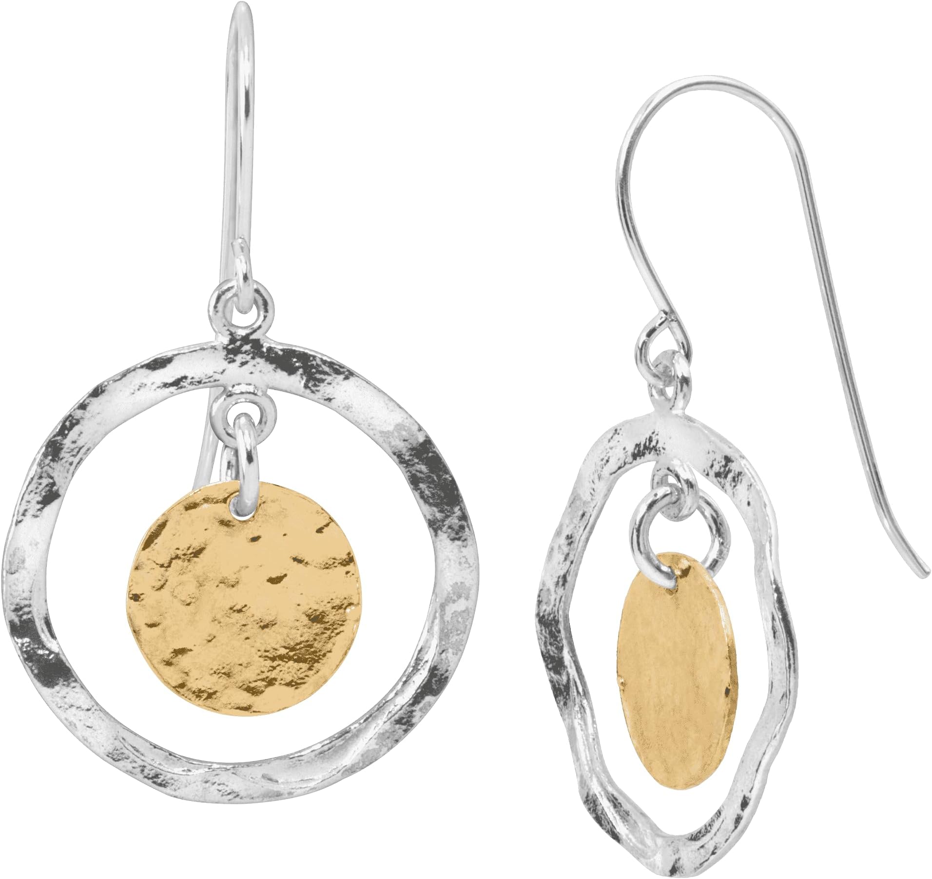 SilpadaMarbella' Two-Tone Disc Drop Earrings in Sterling Silver & 18K Gold Plate