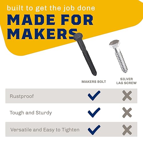 Vista 16 de 1/2" x 2", 25 piezas de pernos de retraso negros, BLAKOTE de cerámica a prueba de óxido de 4 capas, 2 veces protección de tornillos de retraso