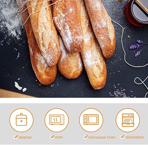 Miniatura 7 de Hemoton Molde de silicona para baguette, bandeja de pan francés, forma de pan, molde para hornear pan, molde para subrollo, tostado, negro, 13.6 x