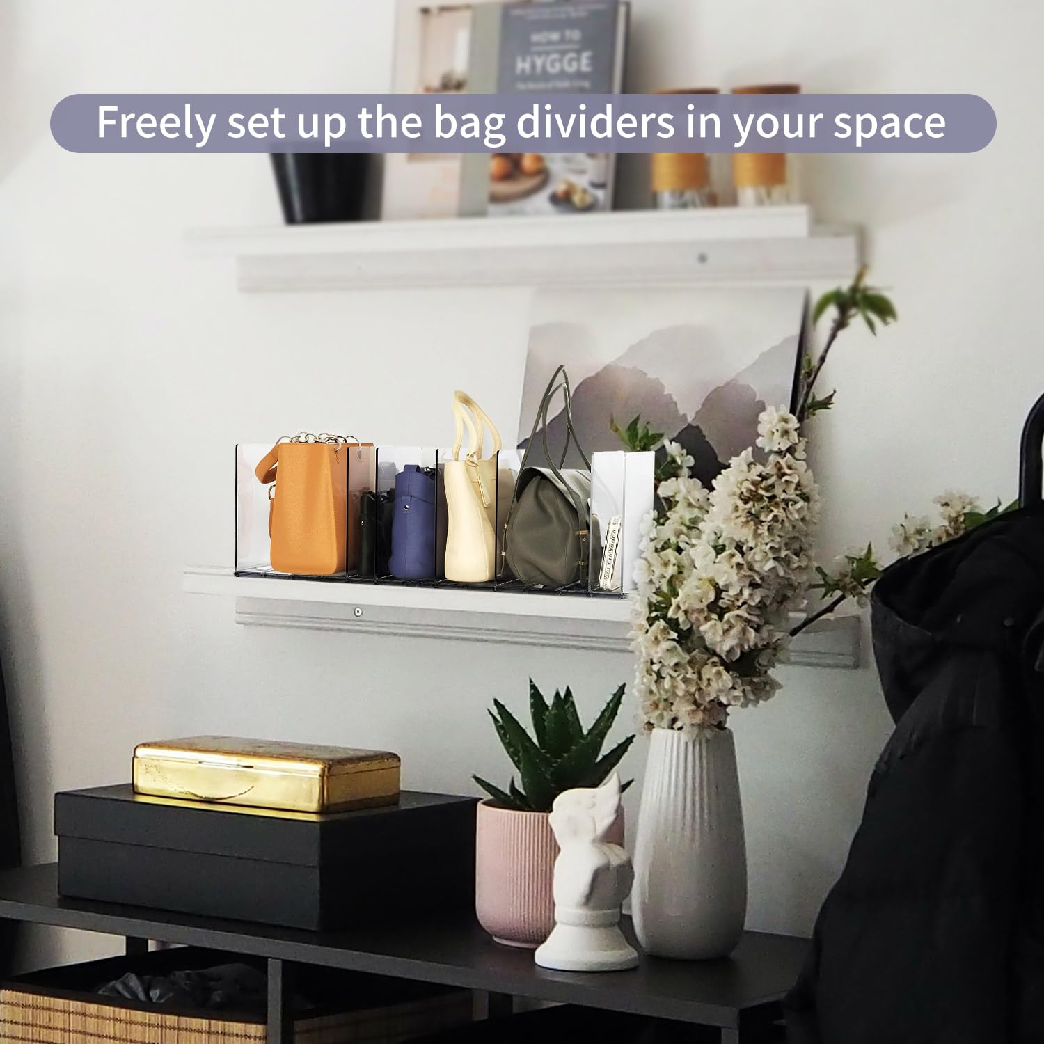 Acrylic Shelf Dividers 8-Pack - Clear Closet Organizers For Purses, Clothes, Bags, Adjustable & Non-Slip