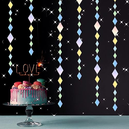 Miniatura 7 de Guirnalda holográfica iridiscente de decoración de fiesta de discoteca  52 pies para despedida de soltera para baby shower, suministros de
