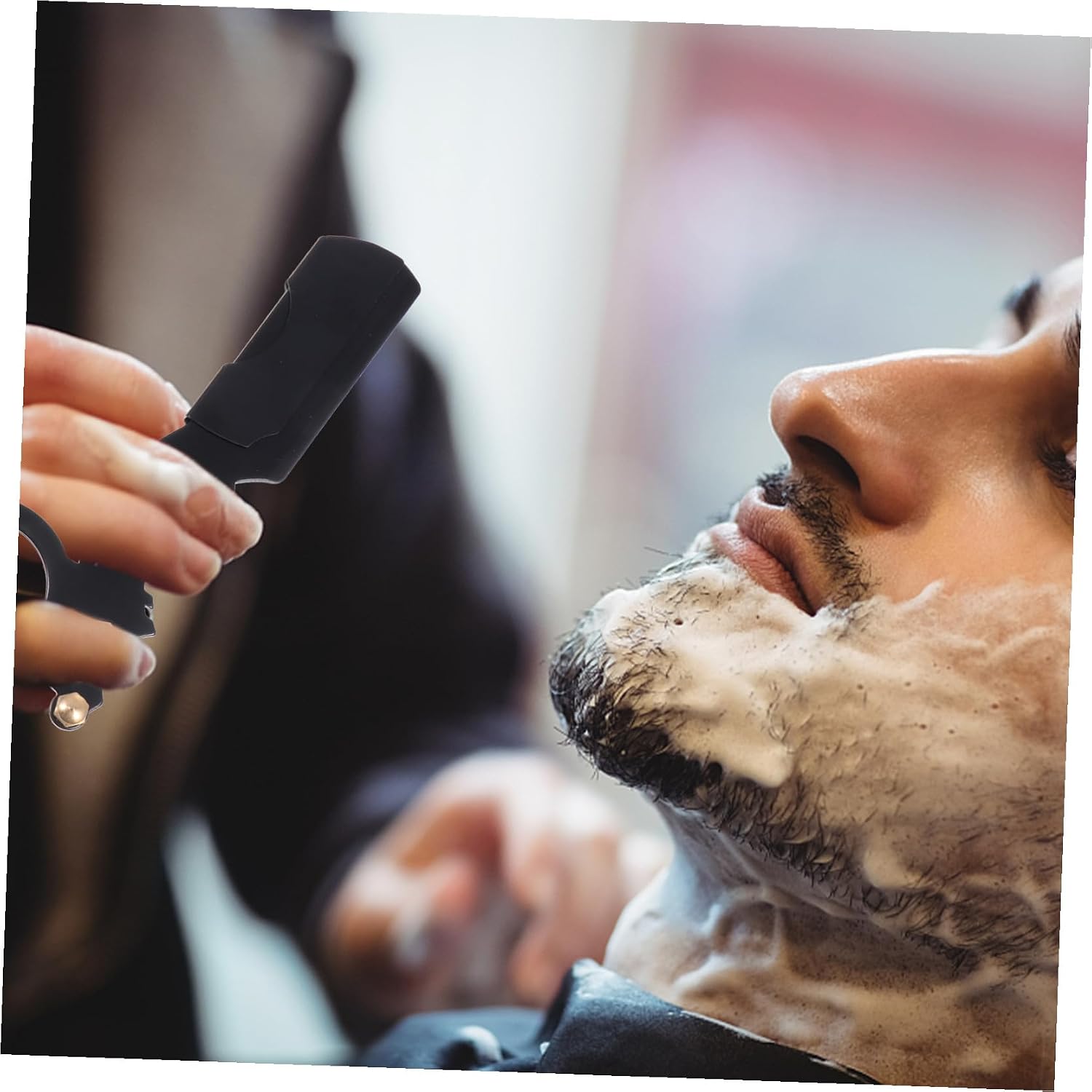 2 Pcs Vintage Manual Shaving Razors for Men, Stainless Steel Straight Beard and Mustache Shavers with Ring Handle, Salon Hair Cutting Tools for Precise Grooming Random Color