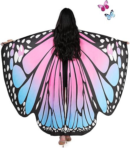 AWAYTR Chal de alas de mariposa para mujer, capa de hada para mujer, accesorio de disfraz de Halloween