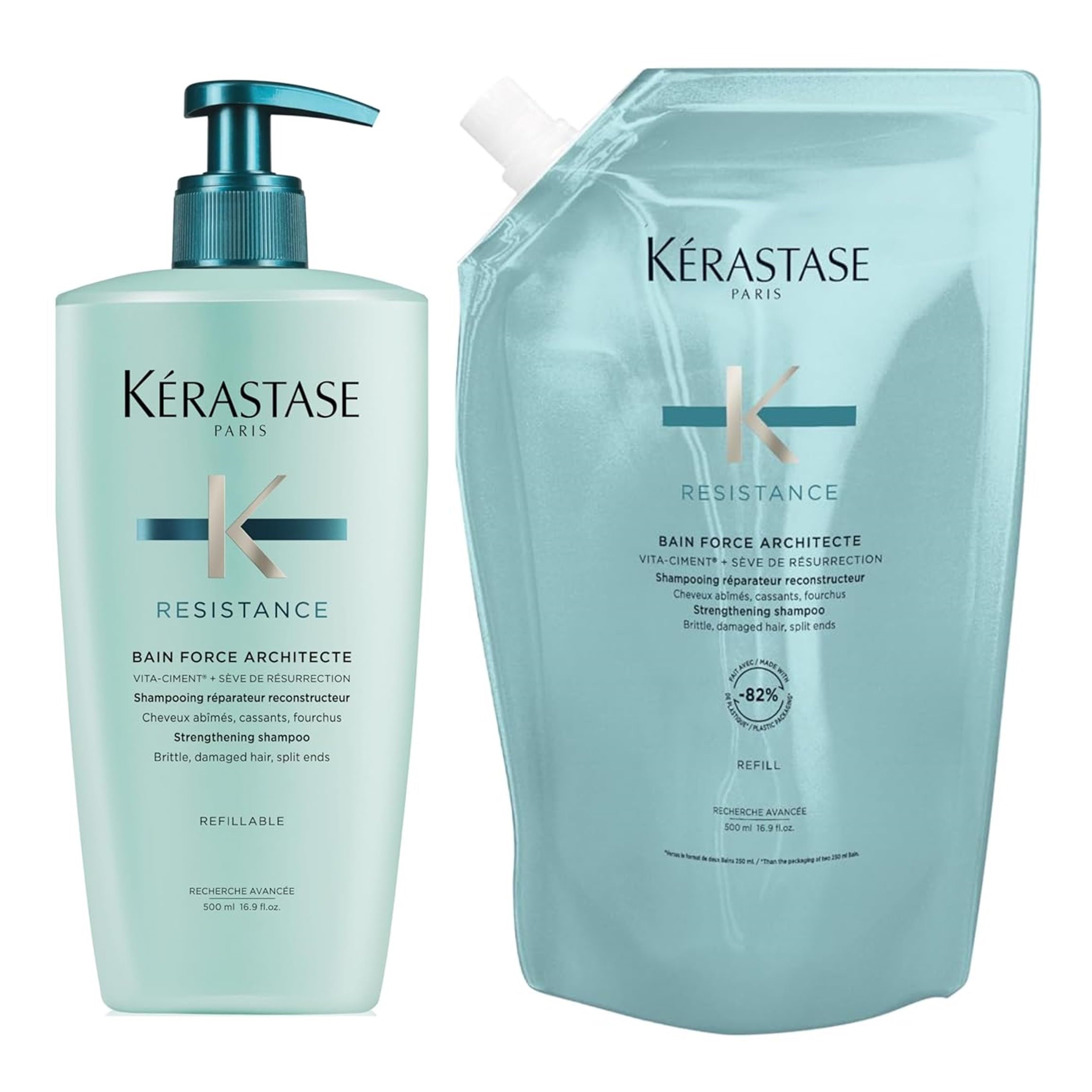 Kérastase Zestaw 2produkty Résistance Force Architecte Szampon 500ml + Bain Force Architecte Eco-Refill 500ml