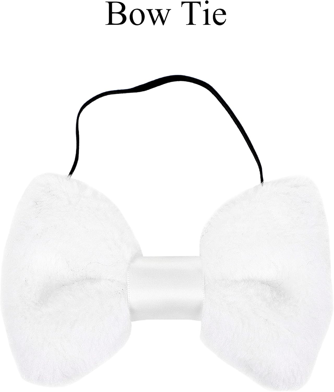 Soul Young Faux Fur Cat Ears Furry Wolf Fox Long Tail Costume Halloween Party Animal Cosplay Set (5PCS White) - Image 3