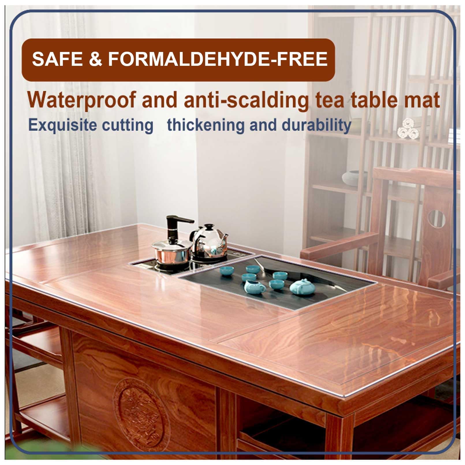 Manteles individuales de plástico transparente esmerilado de 22 x 54 pulgadas, protector de mesa de vinilo para comedor, cocina, oficina, mesa de pintura, estantes, resistentes al calor