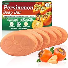Persimmon Soap Bar for Old People Smell, 6 Pack Body Odor Control Cleanser