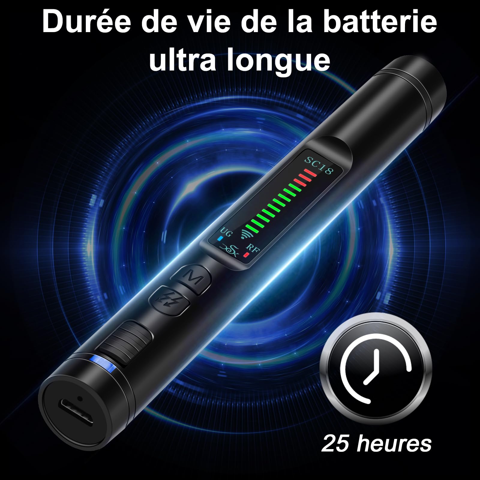 Détecteur de Caméra Anti Espion, Détecteur de Micro Caméra Cachée, Détecteur RF/Bug sans Fil, Scanner GPS Tracker Détecter GSM avec 12 Niveaux de Sensibilité pour Bureau/Hôtels