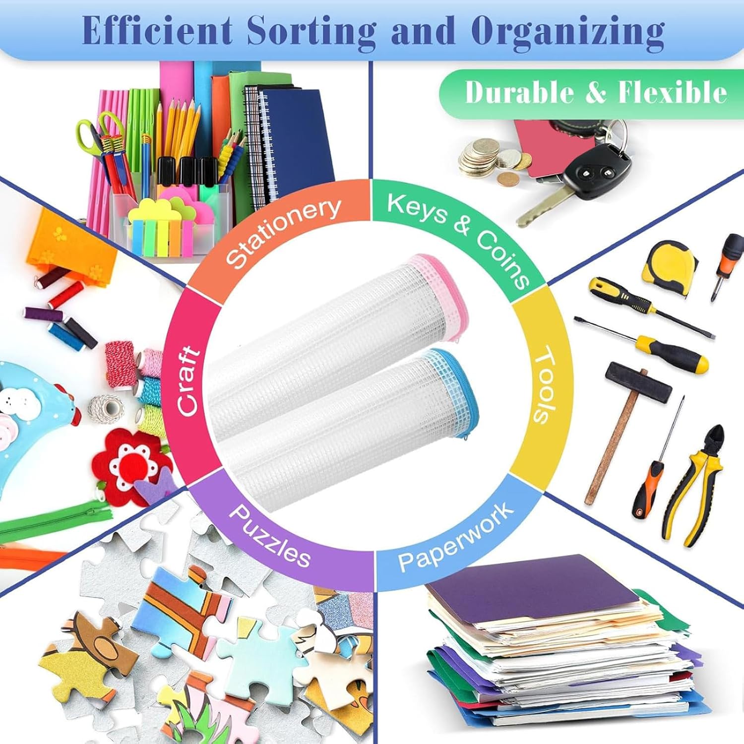 Jetec 32 Pcs Mesh Zipper Bags Toy Storage Bikini Organizer Bag Bolsas Para Guardar Trajes De Bano Waterproof Zipper Reusable Pouch Puzzle Multipurpose for Storage Office(Classic Color,5.1 x 4.1 Inch) - Image 4