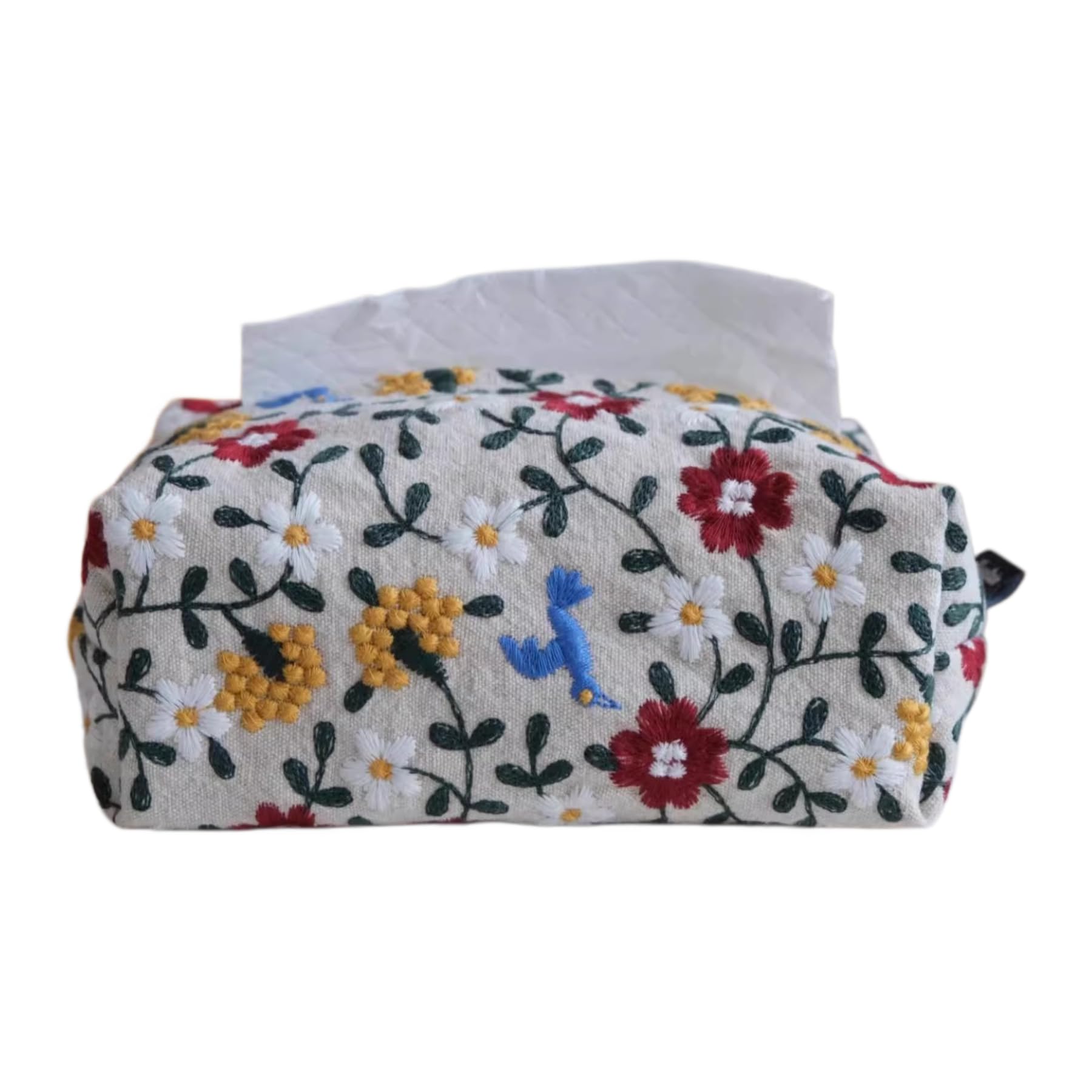 Washable Embroidered Fabric Rectangular Tissue Box Cover Home Decor