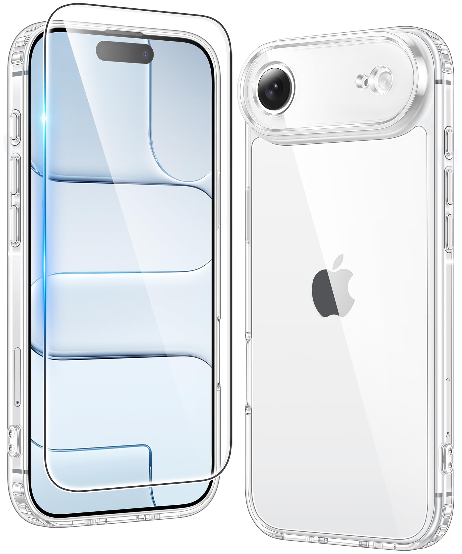 FNTCASE for iPhone Air Case Clear Phonecase with Screen Protector | Anti Yellowing, Military Grade Drop Protection, Slim Phone Cases, Shockproof Protective Bumper, Transparent Cell Cover