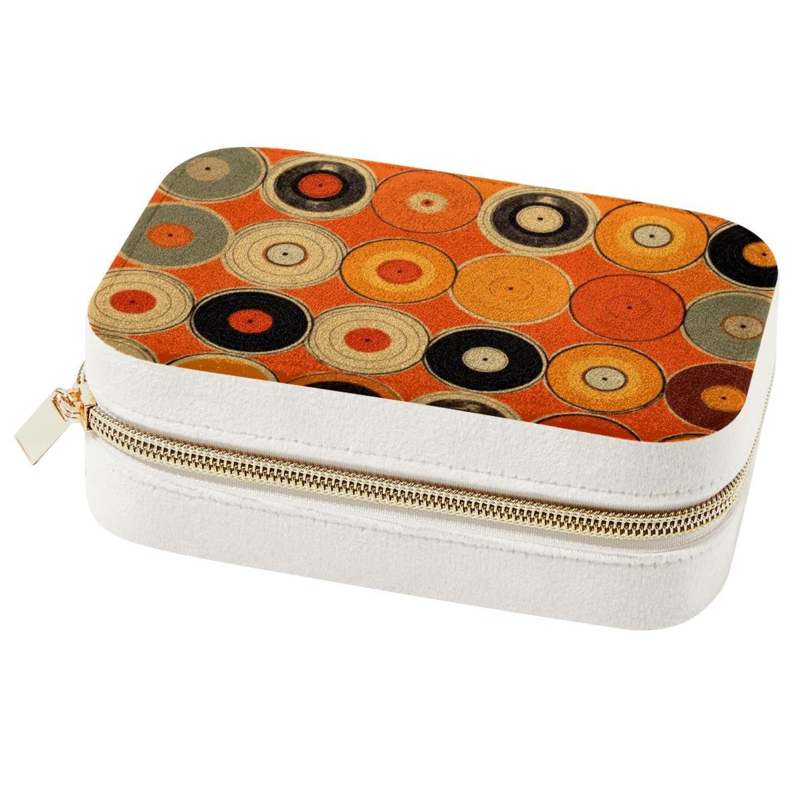 Boîte à bijoux orange de voyage spacieuse pour bagues et colliers