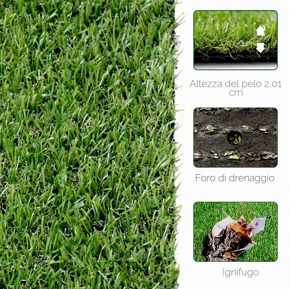 LITA Erba Artificiale Sintetica Premium Tappeto Erboso Altezza Pelo 20mm, Tappeto Erboso Sintetico Finto Faux ad Alta Densità, Dall'Aspetto Naturale e Realistico Prato Giardino per Animali Domestici