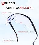 AnTools 2 Pack ANSI Z87+ Safety Glasses, Anti-Fog, Scratch-Resistant, Adjustable Temples, Clear Protective Eyewear, Lab Goggles