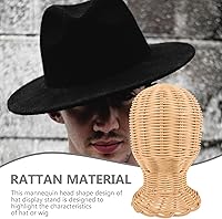 Vista 3 de Soporte de sombrero tejido Soporte de ratán Hat Display Rack Wheels para gorras de béisbol