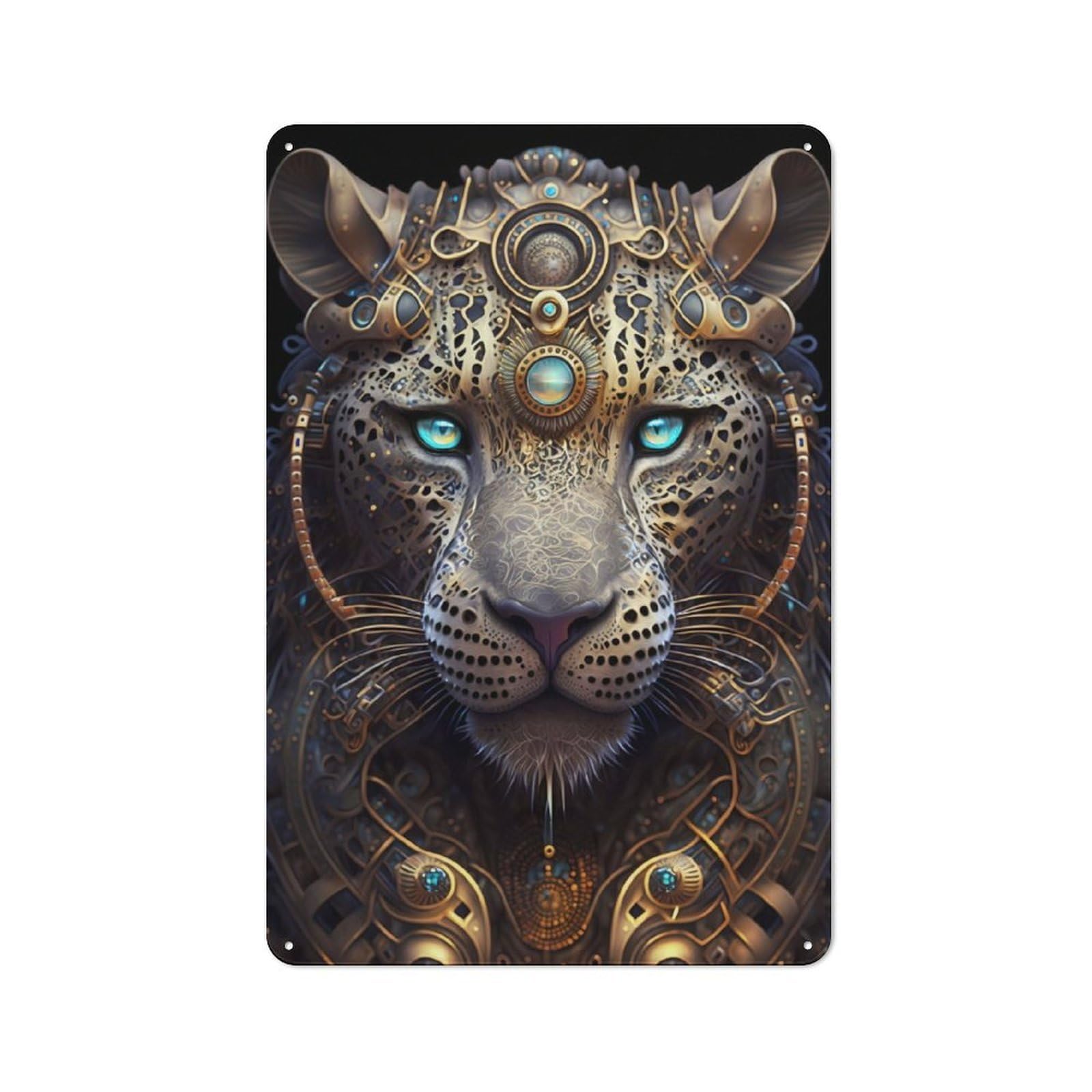 Junmoney Mystical God Leopard Industrial-Style Tin Sign 30X20cm For Pub Or Café, Suited To Pub Decor Enthusiasts