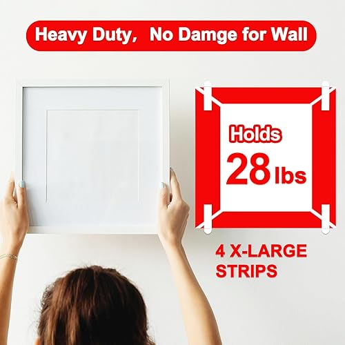 Miniatura 3 de 32 tiras extra grandes para colgar cuadros de repuesto, tiras adhesivas sin daños para marcos, colgador de fotos extraíble para póster, cinta