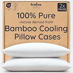 Bambaw 100% viscose derivada de fronhas King de bambu – Conjunto de 2 fronhas refrescantes com fecho de envelope, conjunto de 2 fronhas King brancas, fronhas respiráveis para acne (branca)
