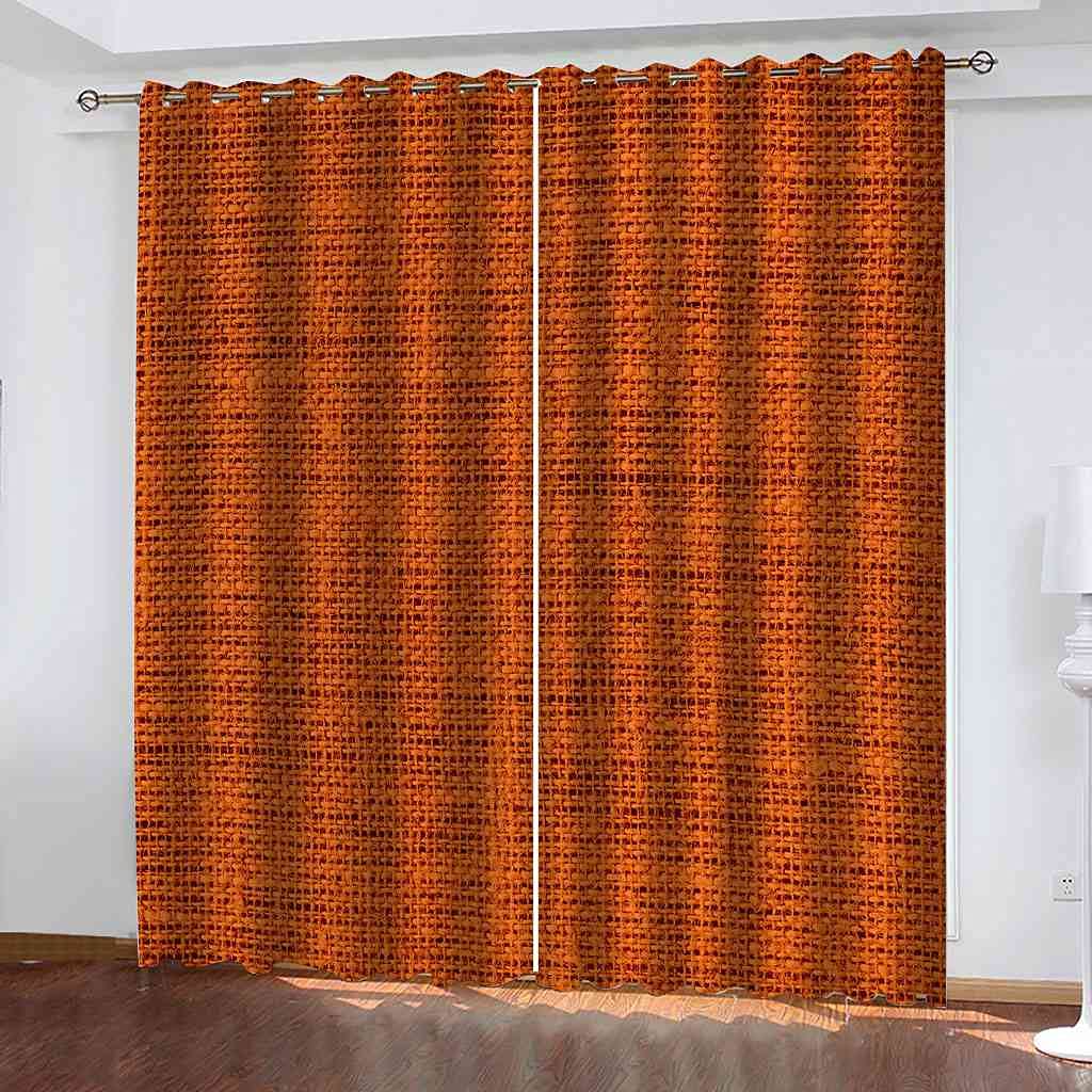Rideaux à oeillets art de la texture orange 3D haut de gamme occultants thermiques 200x214