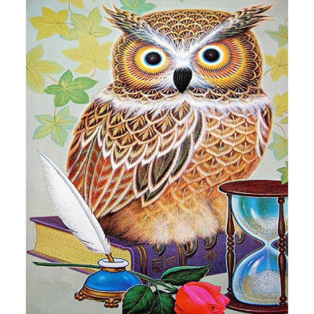 Peinture diamant 5D hibou broderie diamant point de croix mosaïque résine rond 50x60cm