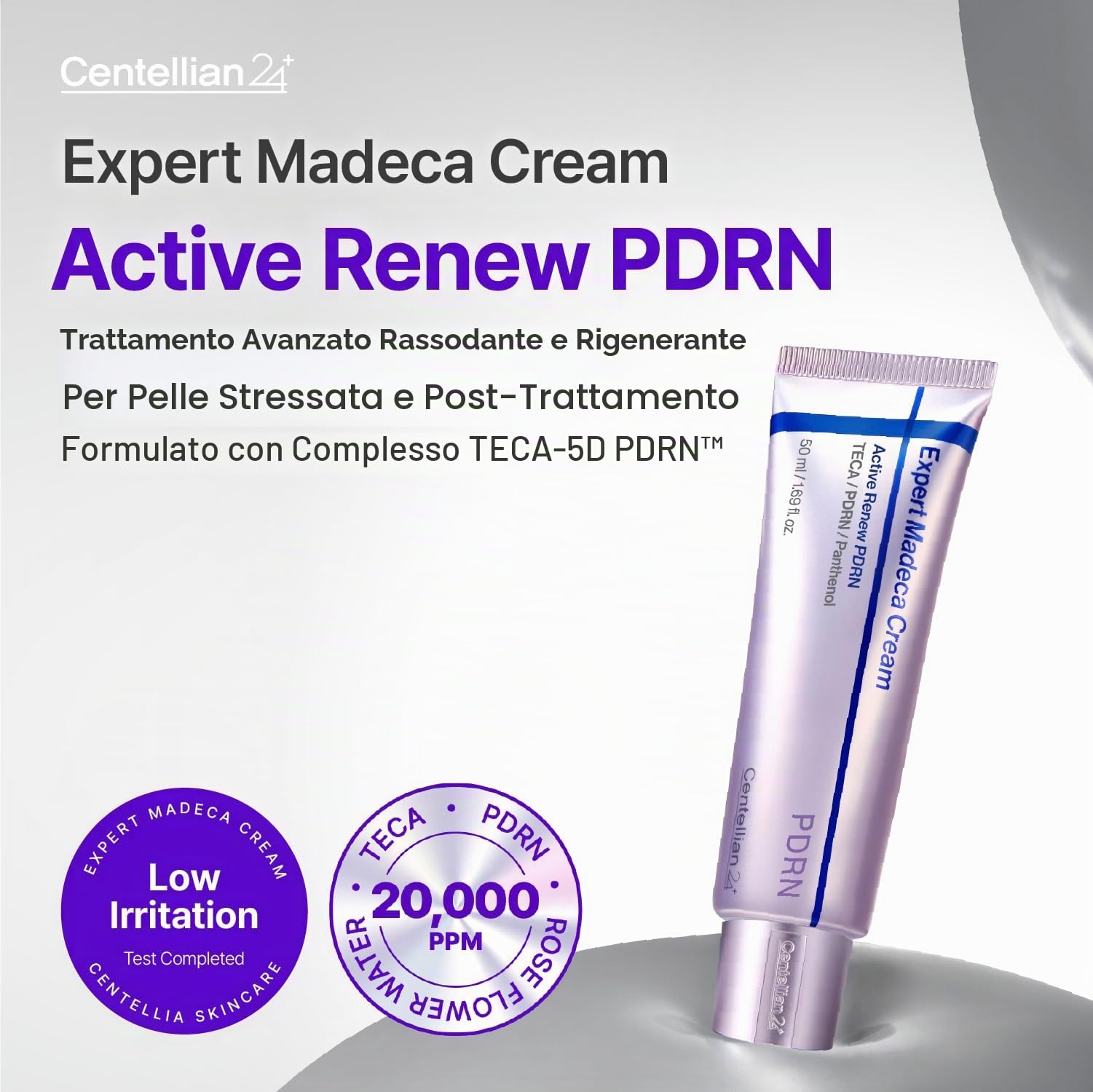 CENTELLIAN 24 Expert Madeca Cream Active Renew PDRN Crema Rassodante 50 ml – Elasticità, Lenitiva e Idratante per il Viso con TECA-PDRN, Acido Ialuronico e Glutatione, Cura della Pelle