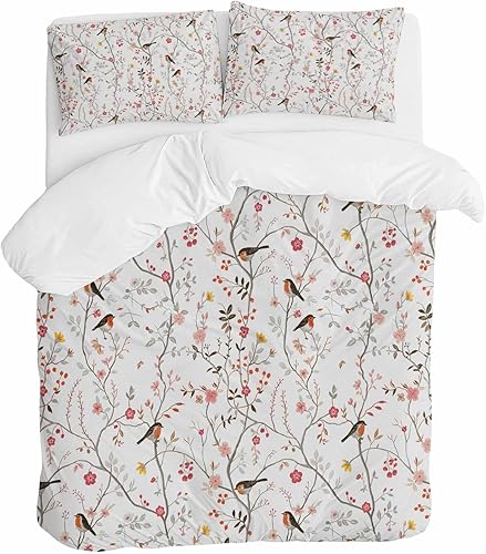 Miniatura 9 de Sabolny Juego de funda de edredón de microfibra suave lavada con lazos y cremallera, diseño vintage degradado de verano y primavera, diseño de