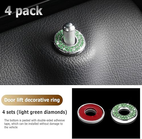 Miniatura 6 de 4 calcomanías brillantes para cerraduras de puerta de automóvil, diamantes de imitación, decoración de pernos de barra de jalar, calcomanías de