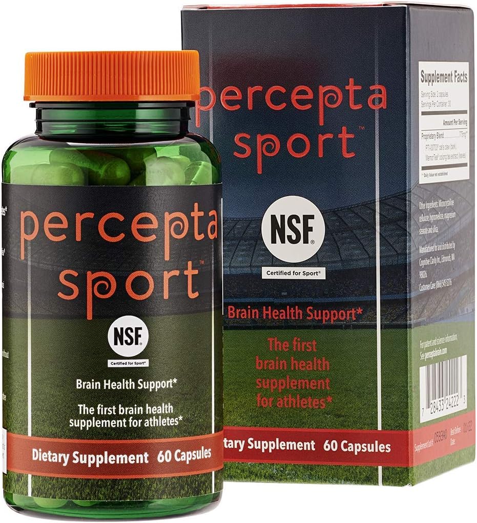 Percepta Sport Brain Supplement for Athletes - Natural Plant-Based Brain Health Supplement - Enhances Performance, Focus, Concentration, and Energy - 30 day supply