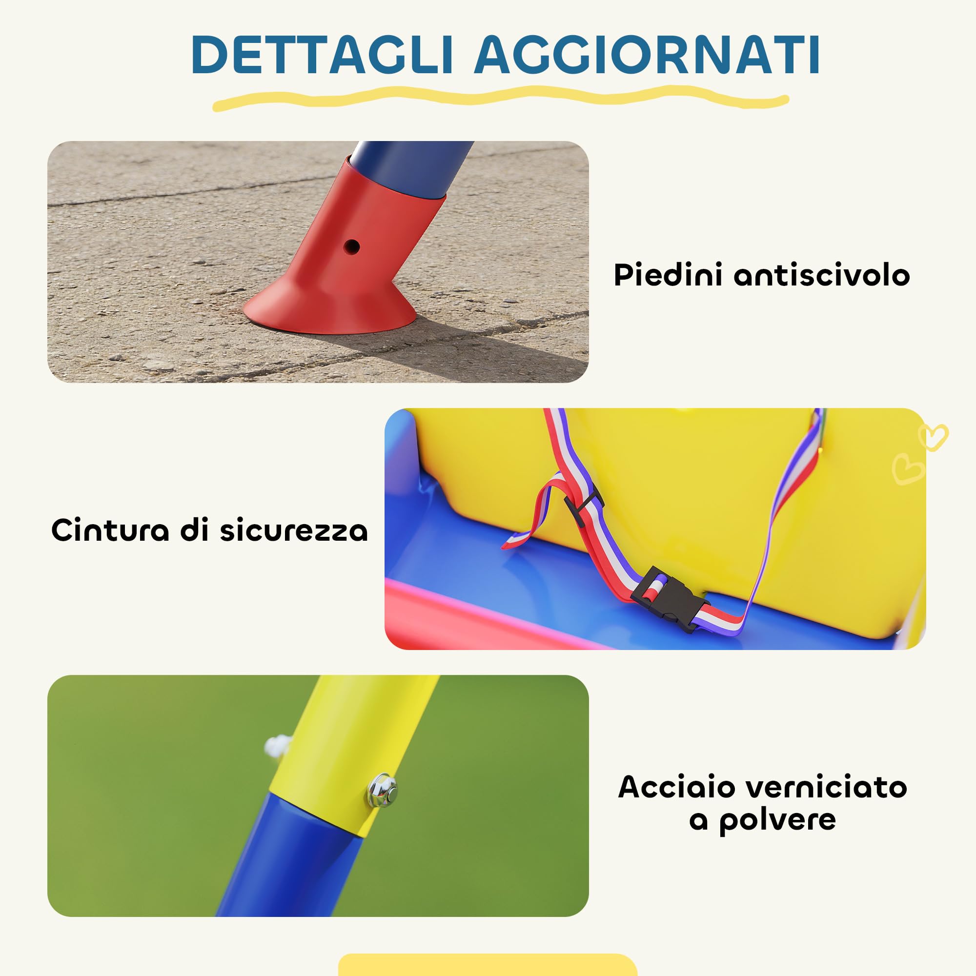 AIYAPLAY Altalena da Giardino per Bambini 3 in 1 9 Mesi-8 Anni Blu | Altalena per Neonato da Interno e Esterno, Altezza Regolabile, Supporti in Acciaio Pieghevoli, Cintura Sicurezza
