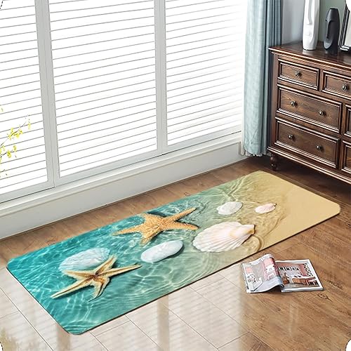 Alfombras de baño de espuma de esponja absorbente suave para baño y cocina (23.5 x 59 pulgadas), tapete de franela antideslizante brillante