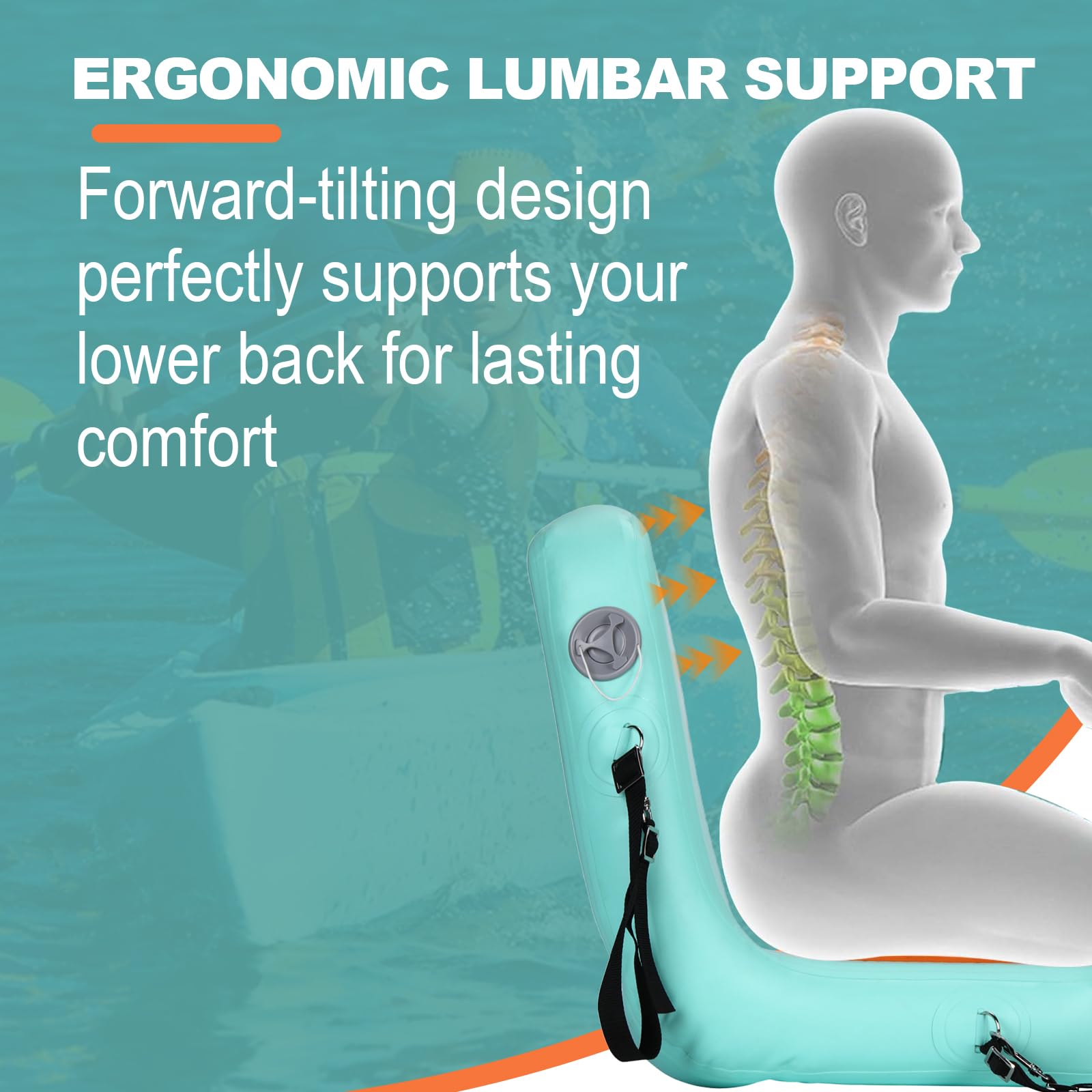 JAYEGT Aufblasbarer Kajaksitz mit Rückenstütze, Paddelboard-Zubehör, faltbarer SUP-Sitz, ergonomisches Anti-Rutsch-Design, hohe Tragfähigkeit, vielseitig einsetzbar für Kajak, Boot, SUP, Kanu