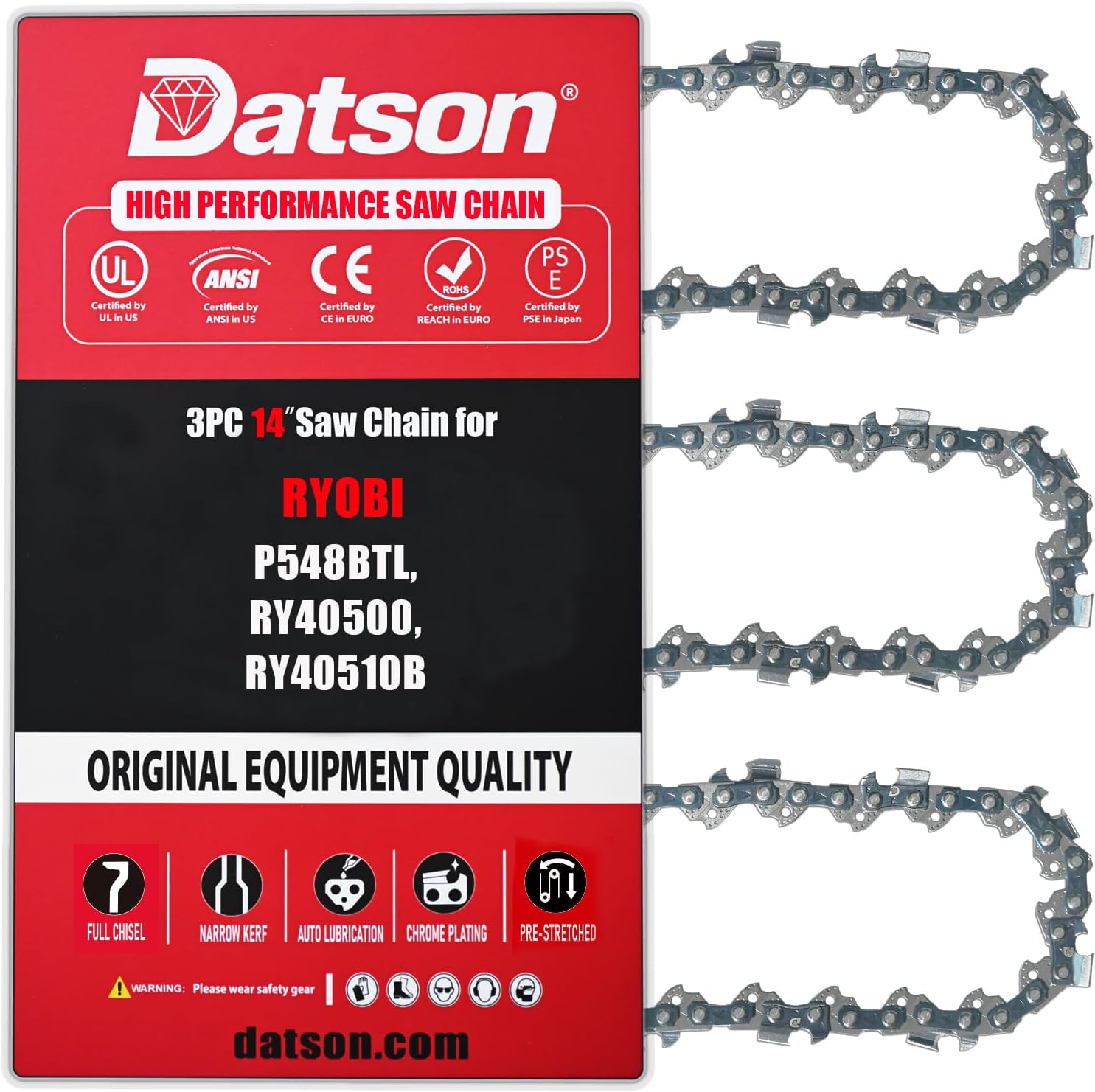 12 Inch Chainsaw Chain Replacement for RYOBI P548BTL, RY40500, RY40510B,EA3500S, EA3500SRDB, EA3501S, XCU03, XCU04,MASTERCRAFT 4562.1,RIDGID R01101B (3 Chains)