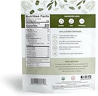 Vista 5 de Organic Traditions Polvo de Bayas de Amla Orgánico, Amla en Polvo Grosella India Orgánica, Superalimento Orgánico en Polvo Sin Transgénicos, Bolsa