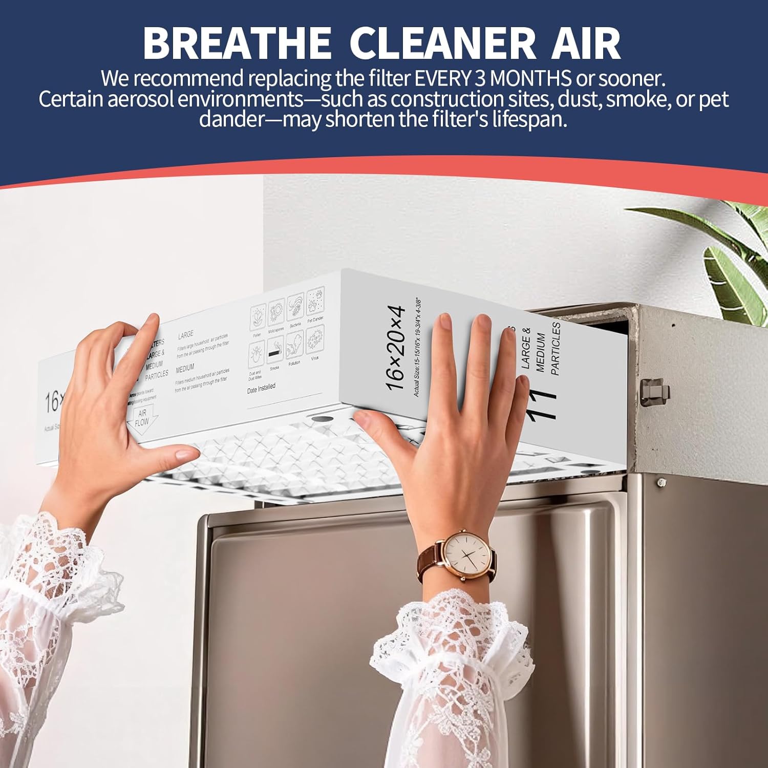 16x20x4 AC Furnace Air Filter Compatible with Honeywell FC100A1003, MERV 11 HAVC Filter Replacement, Actual Size:15.94"x19.75"x4.38",Pack of 2