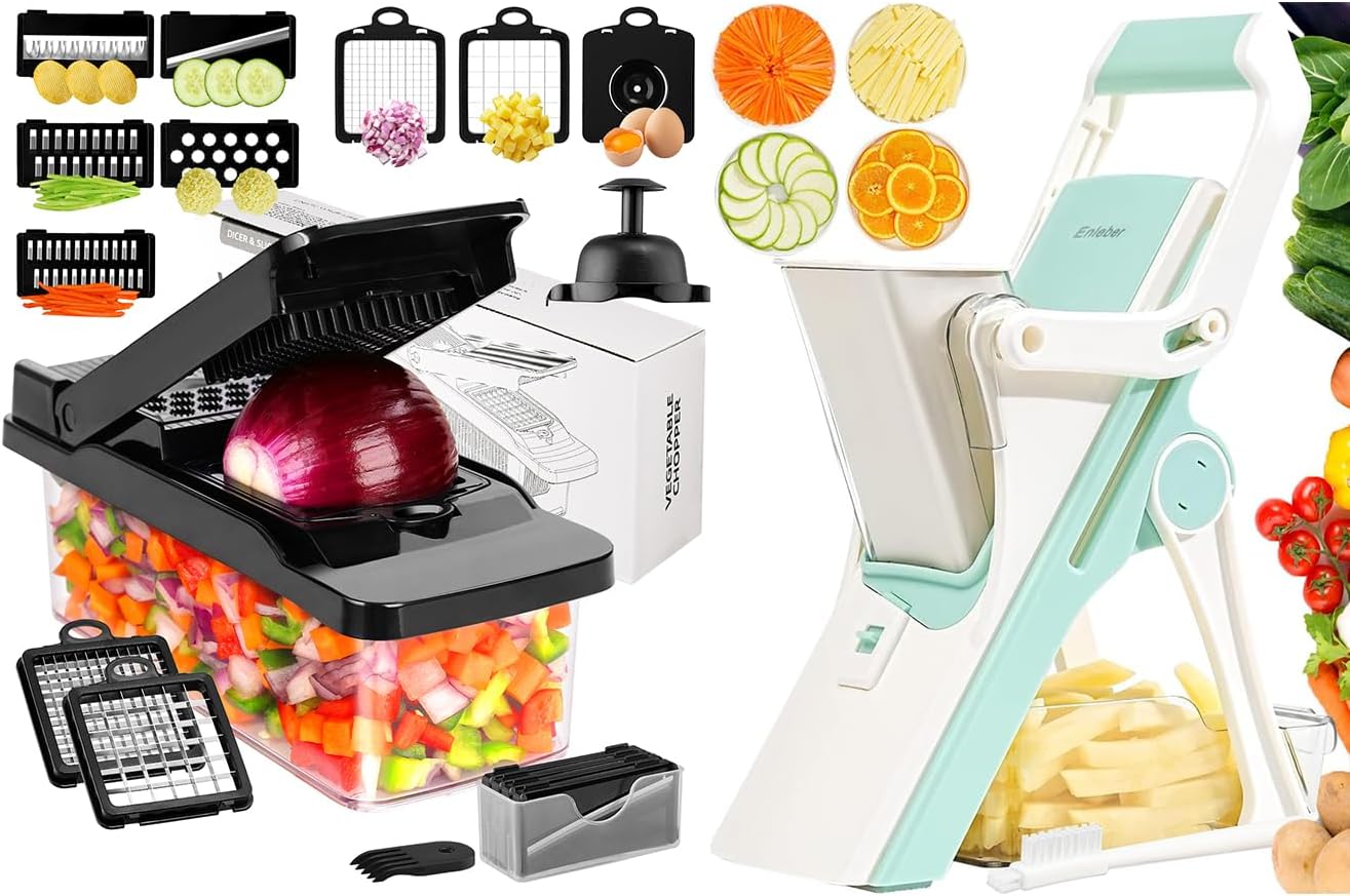 Vegetable Chopper Safe Mandoline Slicer-Kitchen Onion Dicer Veggie chopper with Container