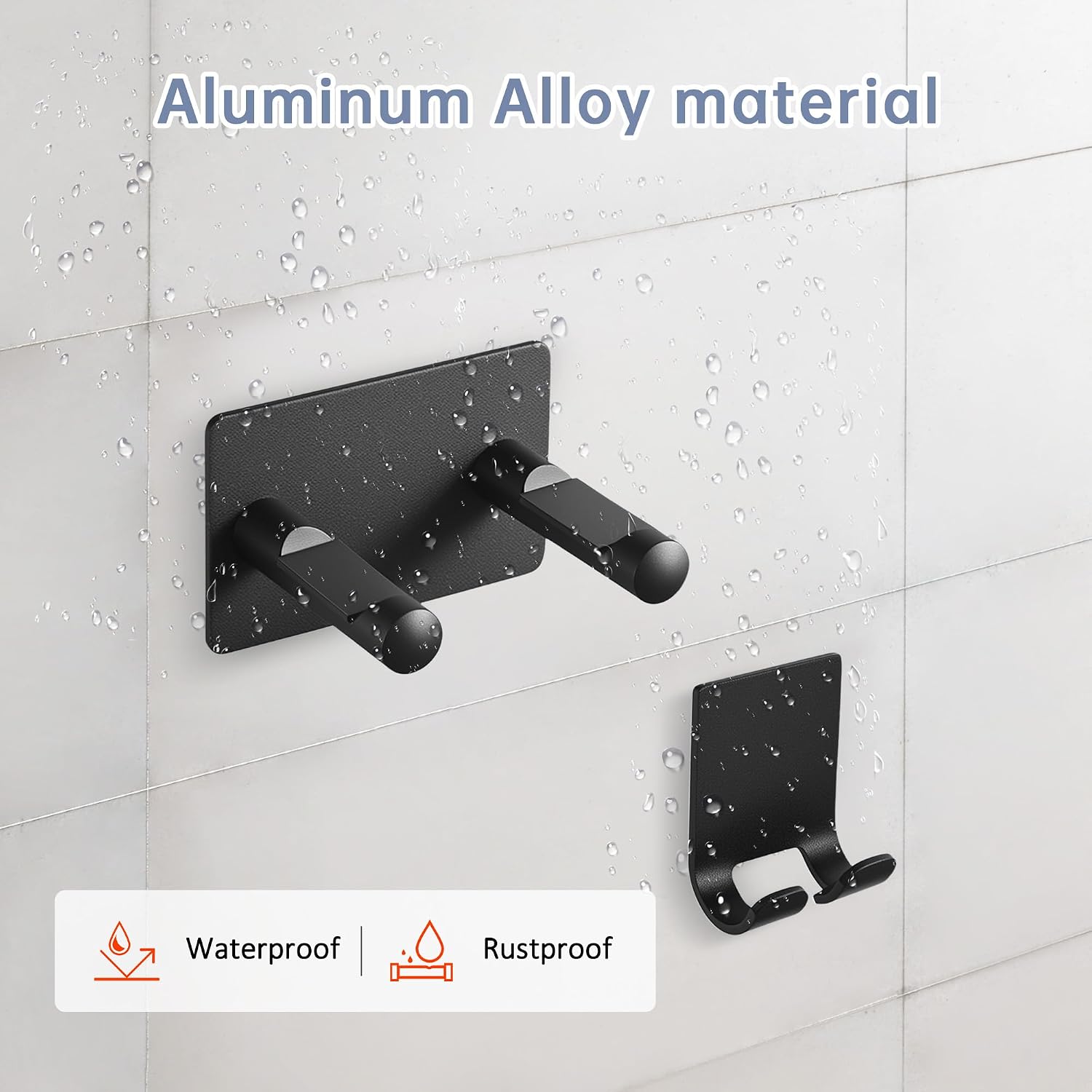 Hair Dryer Holder Wall Mounted,Blow Dryer Bracket with Plug for Wire Storage Self Adhesive & Drill Installation Fit for Most Hair Dryers-Black