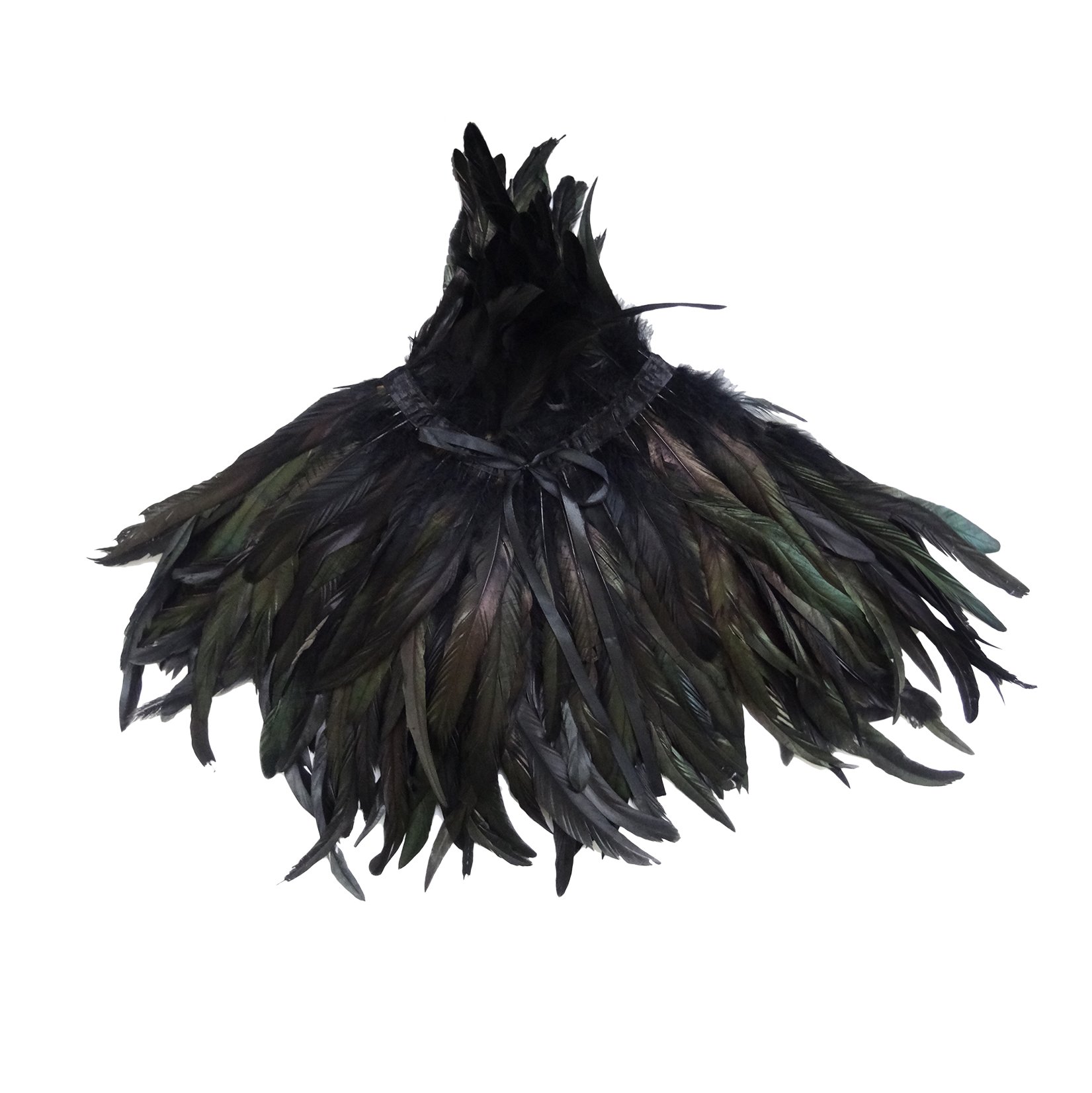 keland Gothic Victorian Natural Feather Shrug Cape Shawl Poncho with Choker Collar Black (Nero)