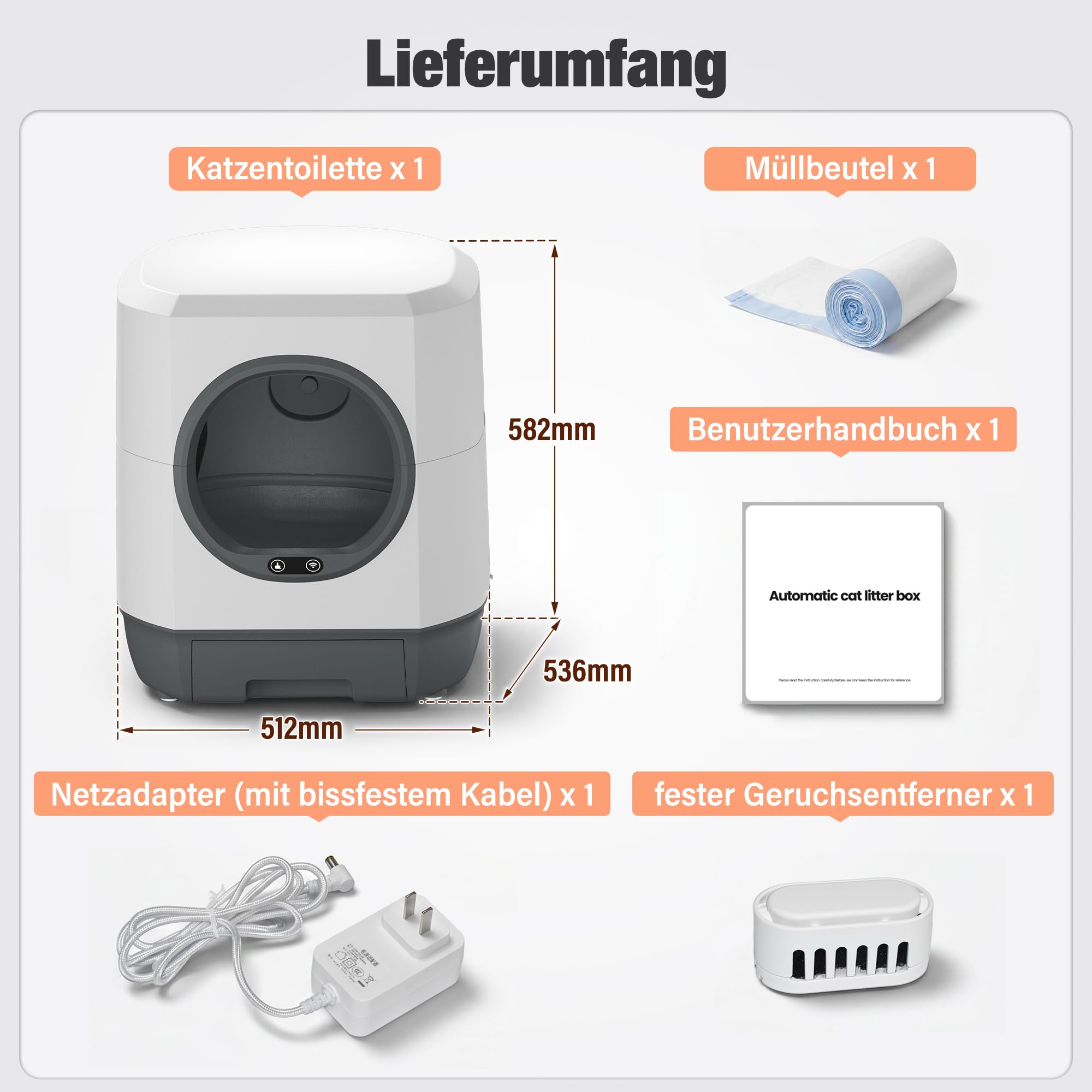 Katzenklo Selbstreinigend, 90L Selbstreinigende Katzentoilette | 12 Sicherheitssensoren,App-Steuerung,Geruchskontrolle, Elektrisches Katzenklo groß Automatisches Katzenklo für mehrere Katzen
