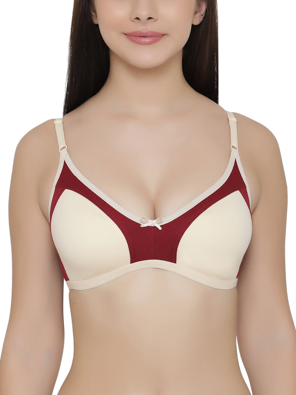 Clovia Women's Cotton Double Layered Comfy T-Shirt Bra in Red