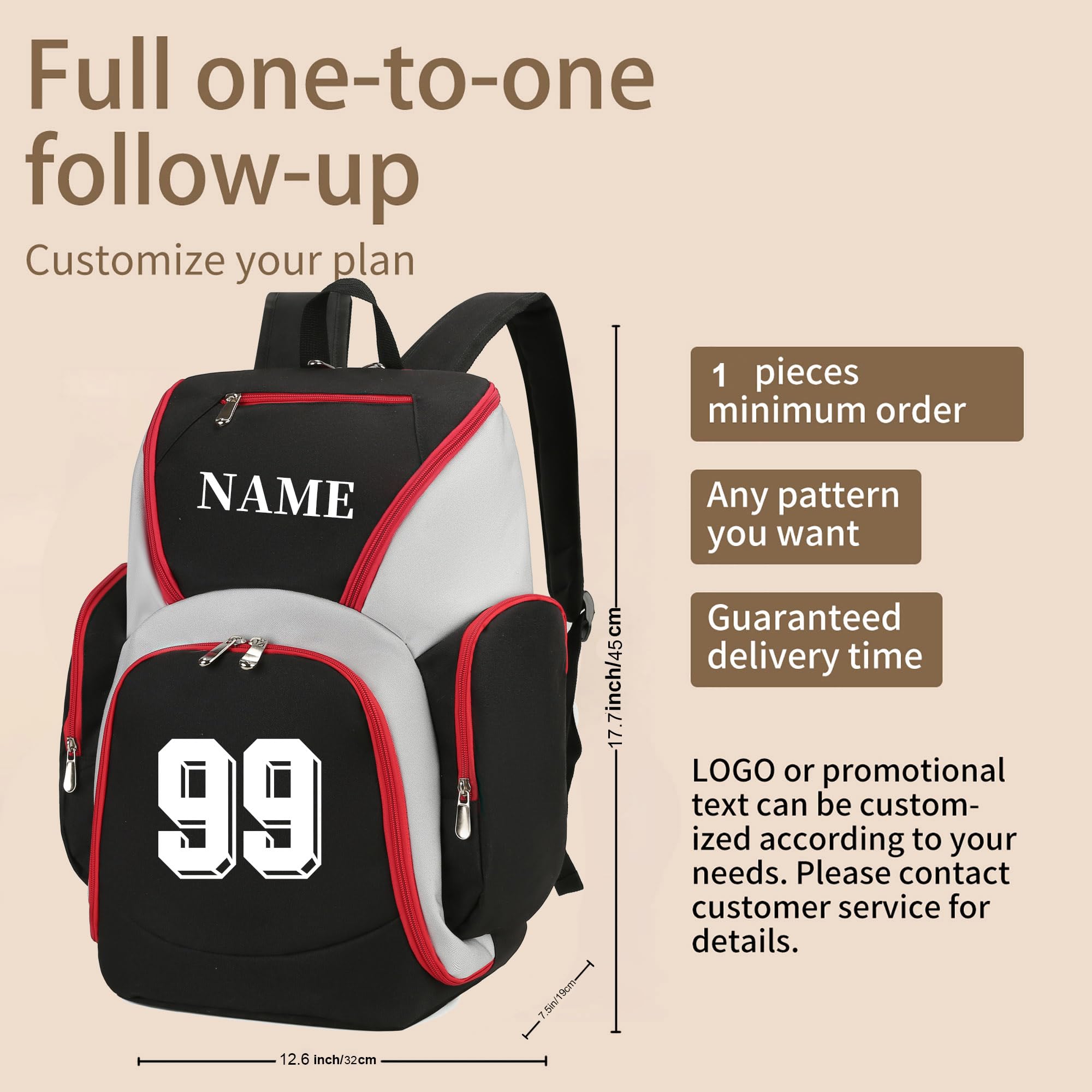 JMGnxt Personalized Basketball Backpack for Men/Women - Custom Name & Logo, Adjustable Straps for Sports, Gym (White)