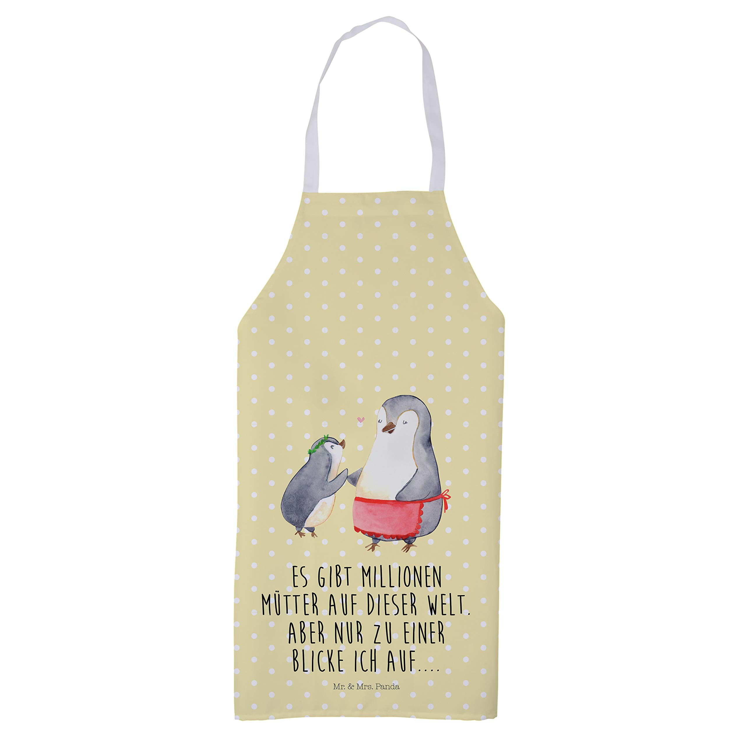 Mr. & Mrs. Panda Kochschürze Pinguin mit Kind - Geschenk, Gastro Schürze, Kellnerschürze, Küchenschürze, Muttertag, Mutter, Vorbild Mama, Küchenzubehör, Mami