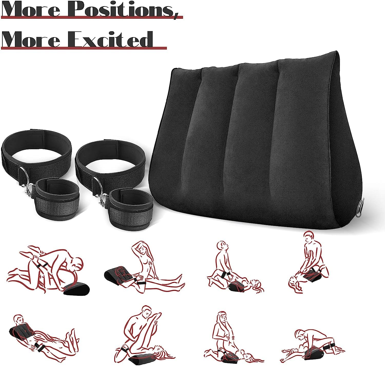 Sex Bondage Pillow Handcuffs Restraints Set - BDSM Thigh Wrist Cuffs Inflatable Sex Position Pillow Sex Furniture Couples Toy BDSM Bondage Restraint Kit Adult Sex Toys for Women and Couples(Gray): Prosixtoy Sex Bondage Pillow Handcuffs Set - Thigh Wrist Cuffs Sex Position Support Pillow Inflatable Ramp Sex Furniture Couples Toy BDSM Bondage Restraint Kit Adult Sex Toy for Women and Couple(Black