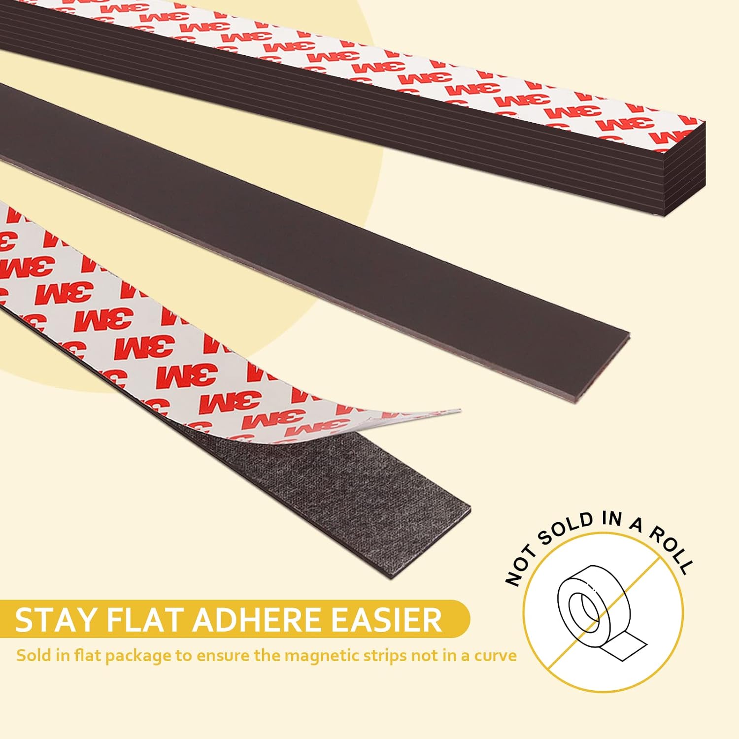 Magnetic Tape with Adhesive Backing,12 Feet Magnets Strips for Crafts,Flat Package (8PCS 0.5X12"+4PCS 1X12") Self Sticky Magnets image 2