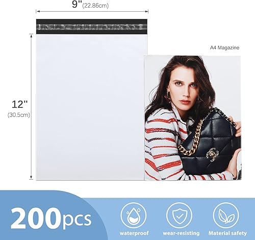 Miniatura 49 de Metronic Paquete de 100 sobres de polietileno de 12 x 15.5 pulgadas, bolsas de envío de tamaño mediano para ropa, sobres autosellantes fuertes